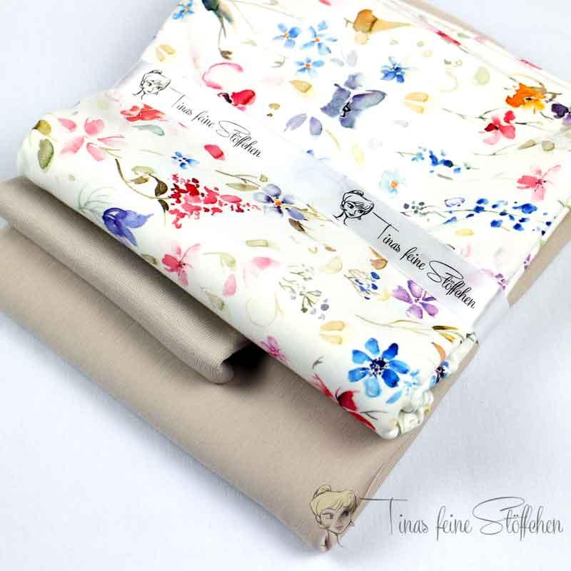 Fabric package with colourful field flowers