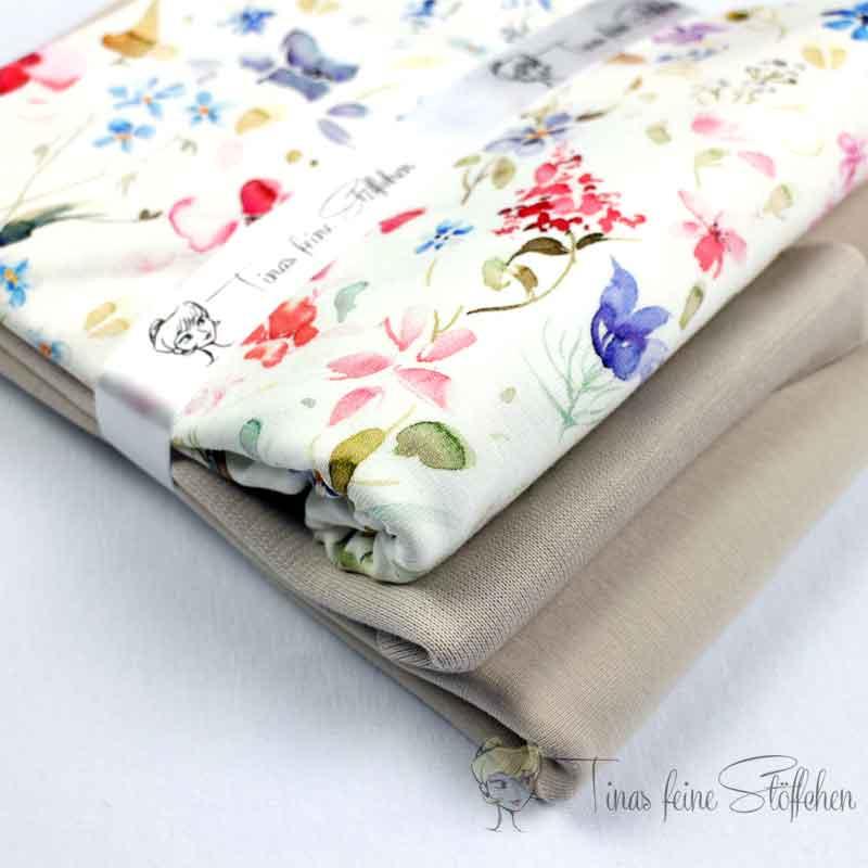 Fabric package with colourful field flowers